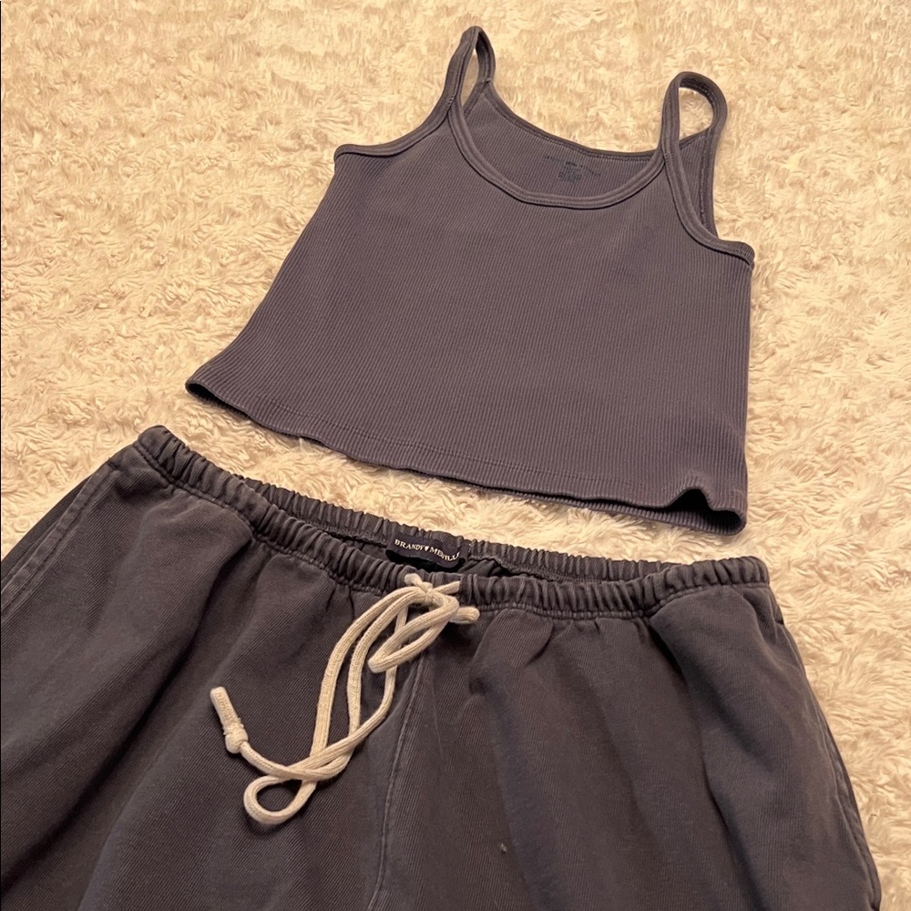 Brandy Melville Set Slate Blue Tank Top and Joggers Set - Picture 5 of 6